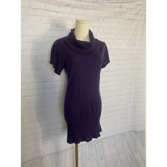 ⭐ 3/$15 Byer Purple Sweater Mini Dress Bodycon Cowl Neck M - Picture 2 of 8